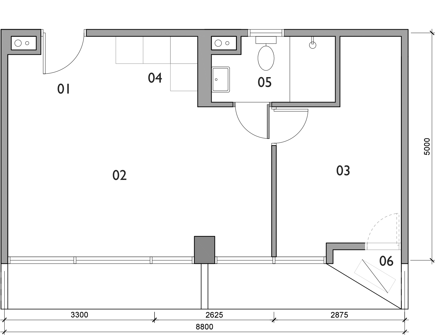 Plan for Studio unit